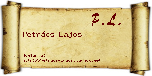 Petrács Lajos névjegykártya